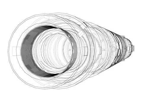 Outline drawing or sketch of cylindrical device Illustrazione stock