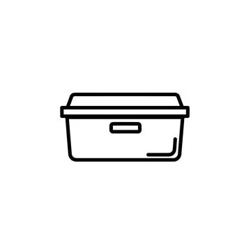 Outline drawing of rectangular long storage box container with lid 스톡 일러스트