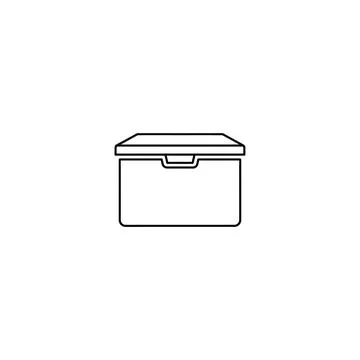 Outline drawing of rectangular storage box container with lid Stock Illustration