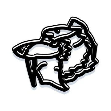 Outline drawing sabertooth cat smilodon head concept Stock Illustration