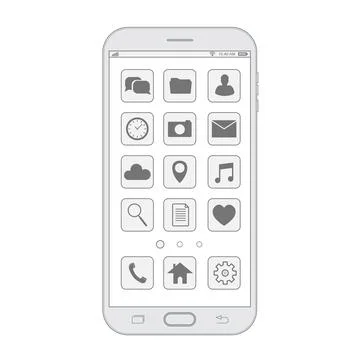 Outline drawing smartphone. Elegant thin line style design. Vector smartpho.. Stock Illustration