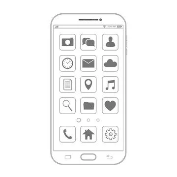 Outline drawing smartphone. Elegant thin line style design. Vector smartpho.. Stock Illustration