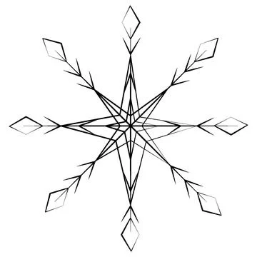 Outline drawing of a snowflake on a transparent background in a minimalist style Stock-Illustration