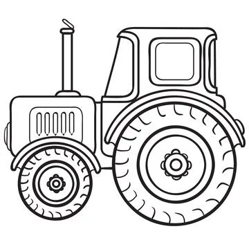 Outline drawing of a tractor. Illustrazione stock