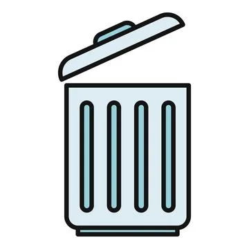 Outline drawing trash can icon vector illustration Stock Illustration