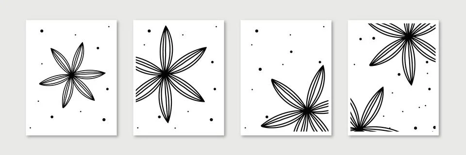 Outline drawing vector monstera leaf and palm tree leaves. Illustrazione stock