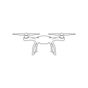 Outline drone icon collection in minimal line style, featuring quadcopter t.. Stock Illustration