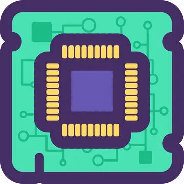 Outline E Waste Electronic Chip Icon Stock Illustration