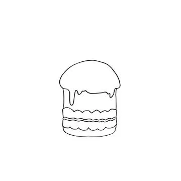 Outline Easter cake or sweet bread or Paska. Simple hand drawn vector illustr Illustrazione stock