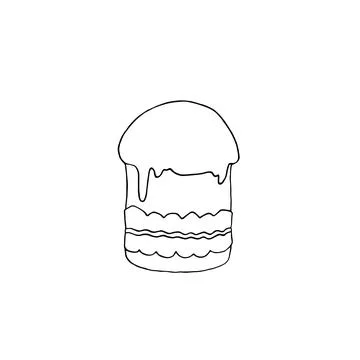 Outline Easter cake or sweet bread or Paska. Simple hand drawn vector illustr イラスト素材