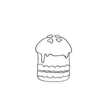 Outline Easter cake or sweet bread or Paska. Simple hand drawn vector illustr Illustrazione stock