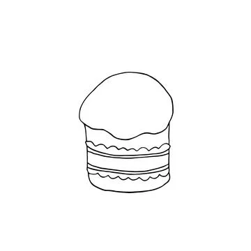 Outline Easter cake or sweet bread or Paska. Simple hand drawn vector illustr Illustrazione stock