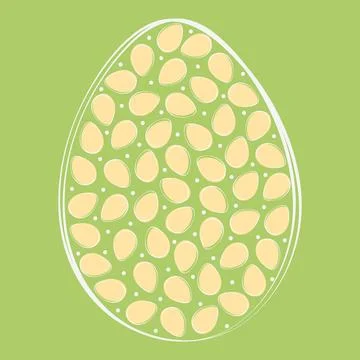 Outline Easter Egg with dots and eggs shape decoration Trendy White on green Stock Illustration