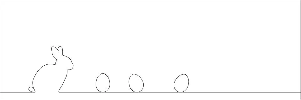 Outline of easter rabbit and eggs. Stock Illustration
