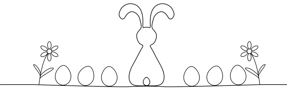 Outline of easter rabbit ears and eggs. Stock Illustration