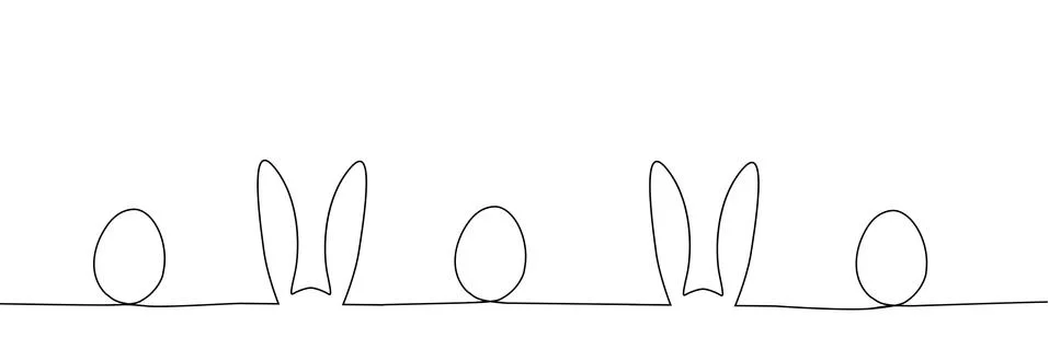Outline of easter rabbit ears and eggs. Stock Illustration