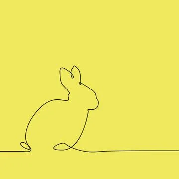 Outline of easter rabbit on the yellow Illustrazione stock