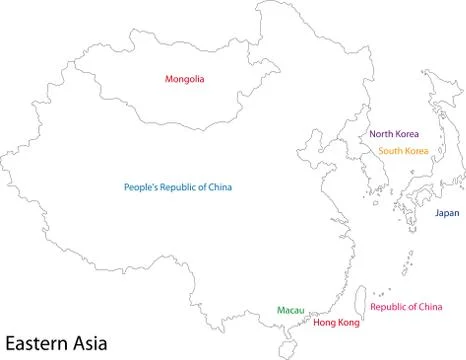 Outline Eastern Asia Stock Illustration