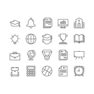 Outline Education Icon Set Stock Illustration