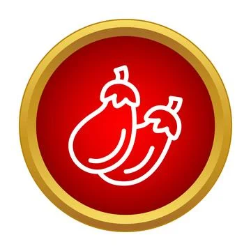 Outline eggplant vegetable icon in red circle Stock Illustration
