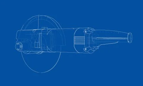 Outline electric angle grinder. Vector Illustrazione stock