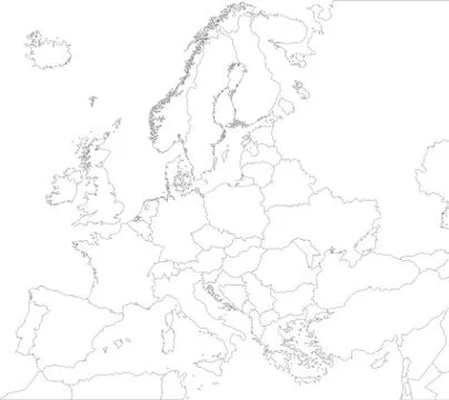 Outline Europe map Stock Illustration