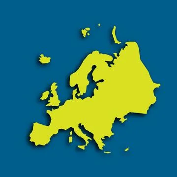 Outline of Europe in a Silhouette Vector Format Stock Illustration