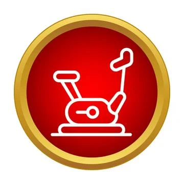 Outline exercise bike icon in a red circle Stock Illustration