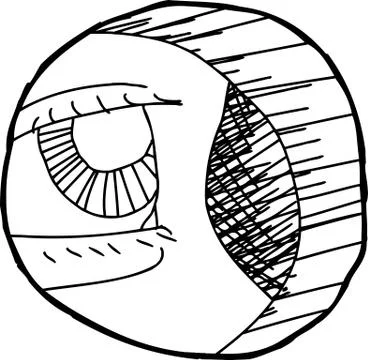 Outline of Eye in Hole Stock Illustration