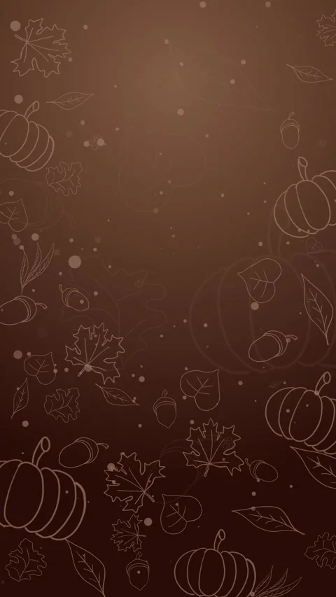 Outline fall pumpkins seamless pattern on brown background. Autumn Stock Footage 293785910