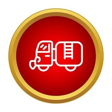Outline fire engine symbol on red circle Illustrazione stock