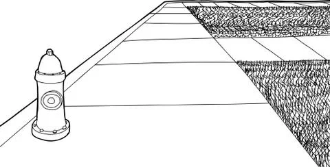 Outline of Fire Plug on Sidewalk Stock Illustration