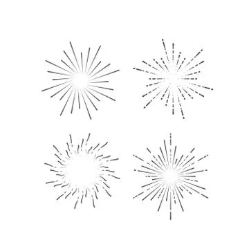Outline firework explosion shapes isolated on white. Stock Illustration