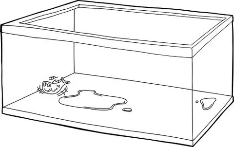 Outline of Fish in Empty Tank Stock Illustration