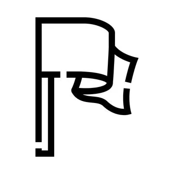 Outline flag flying on a pole minimal design Stock Illustration