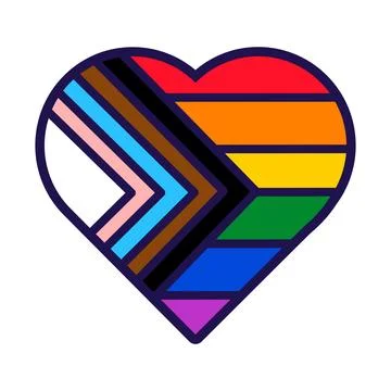 Outline Flag Heart Progress Pride Icon Stock Illustration