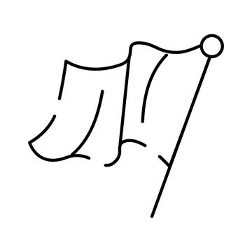Outline flag icon waving on pole concept Stock Illustration