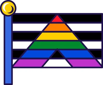 Outline Flagpole Flag Ally Pride Stock Illustration