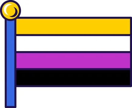 Outline Flagpole Flag Non Binary Pride Stock Illustration