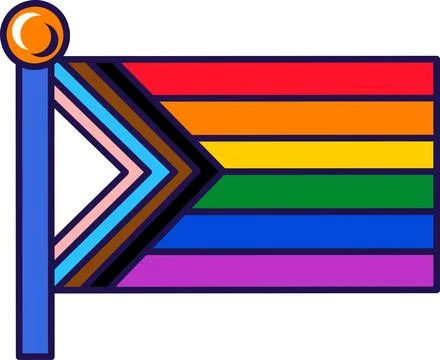 Outline Flagpole Flag Progress Pride Stock Illustration