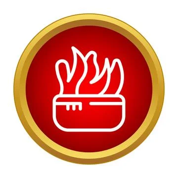 Outline flame burning symbol in red circle Stock Illustration