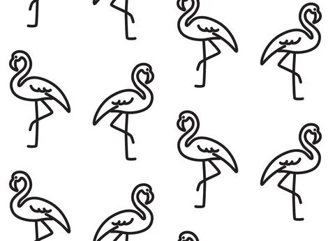 Outline flamingo pattern Illustrazione stock