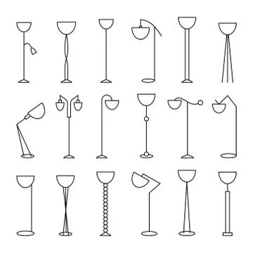 Outline floor lamp Set Stock Illustration