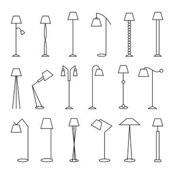 Outline floor lamp Set Stock Illustration