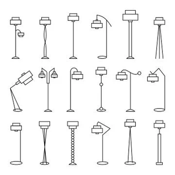 Outline floor lamp Set 스톡 일러스트