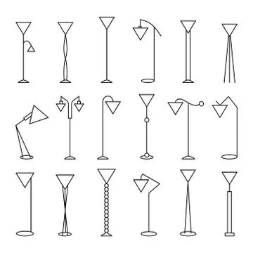 Outline floor lamp Set 스톡 일러스트