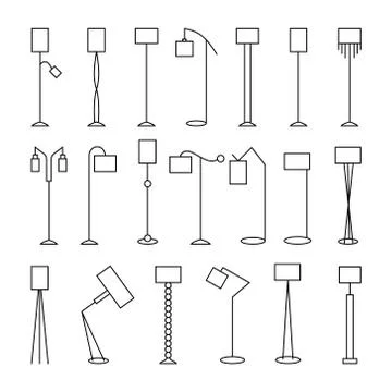 Outline floor lamp Set Stock Illustration