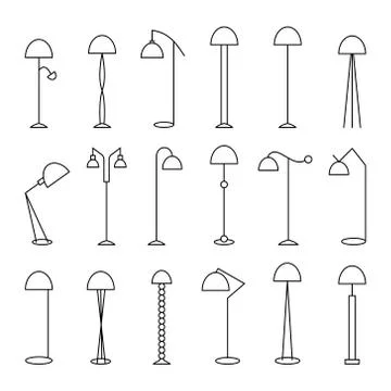 Outline floor lamp Set 스톡 일러스트