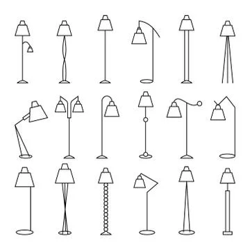 Outline floor lamp Set 스톡 일러스트