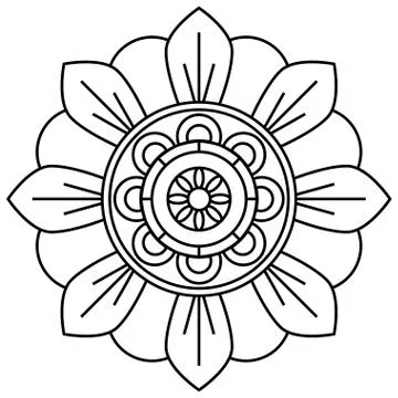 Outline of a floral pattern mandala Stock Illustration